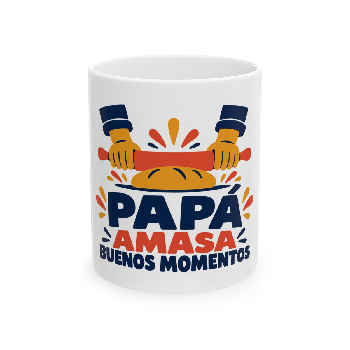 Papá amasa buenos momentos — Taza para papá panadero | Cerámica blanca 11oz