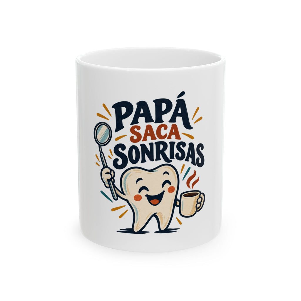Papá saca sonrisas — Taza para papá dentista | Cerámica blanca 11oz