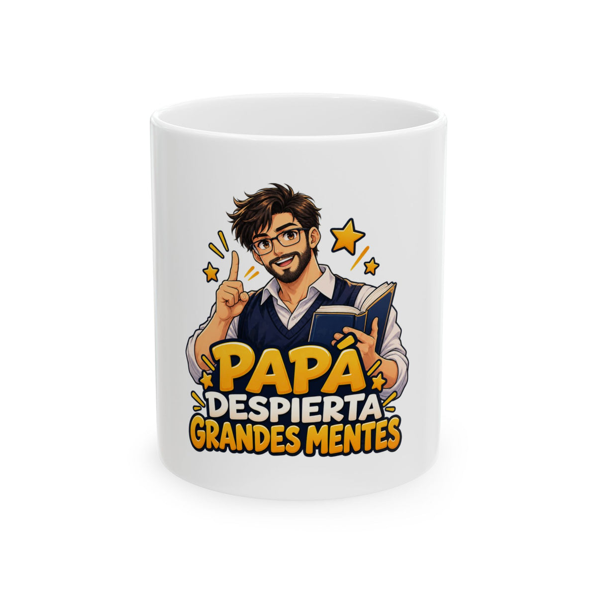 Papá despierta grandes mentes — Taza para papá maestro | Cerámica blanca 11oz