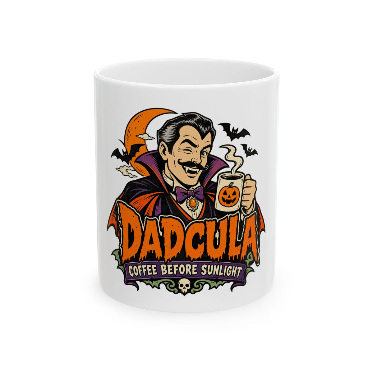 Dadcula — Halloween Dad Mug | White Ceramic 11oz