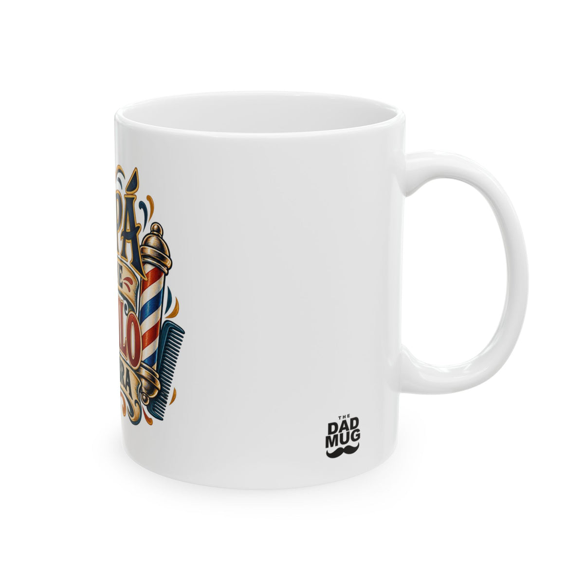Papá tiene estilo de sobra — Taza para papá barbero | Cerámica blanca 11oz