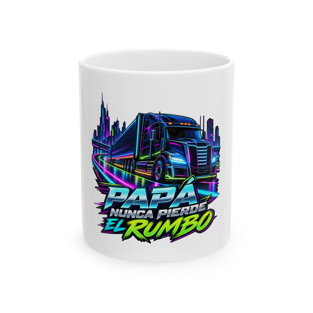 Papá nunca pierde el rumbo — Taza para papá camionero | Cerámica blanca 11oz