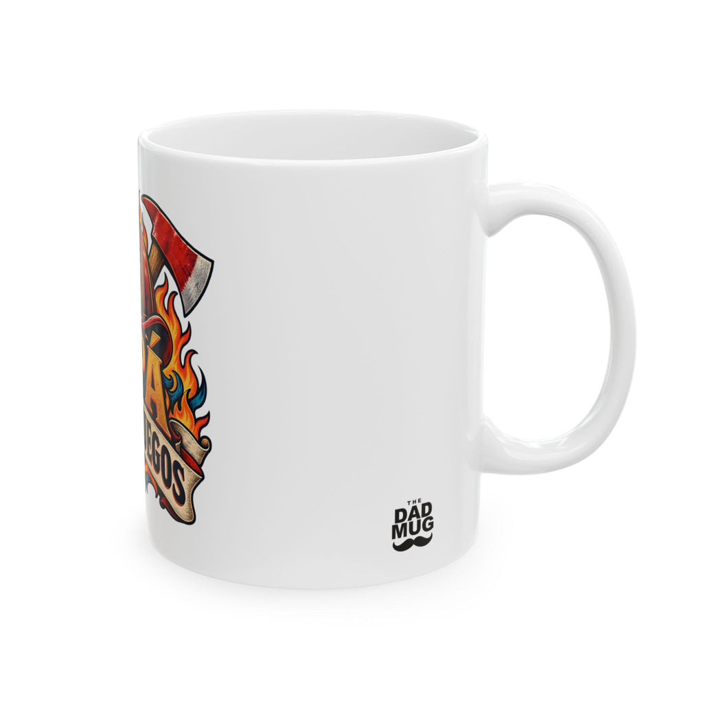 Papá apaga fuegos — Taza para papá bombero | Cerámica blanca 11oz
