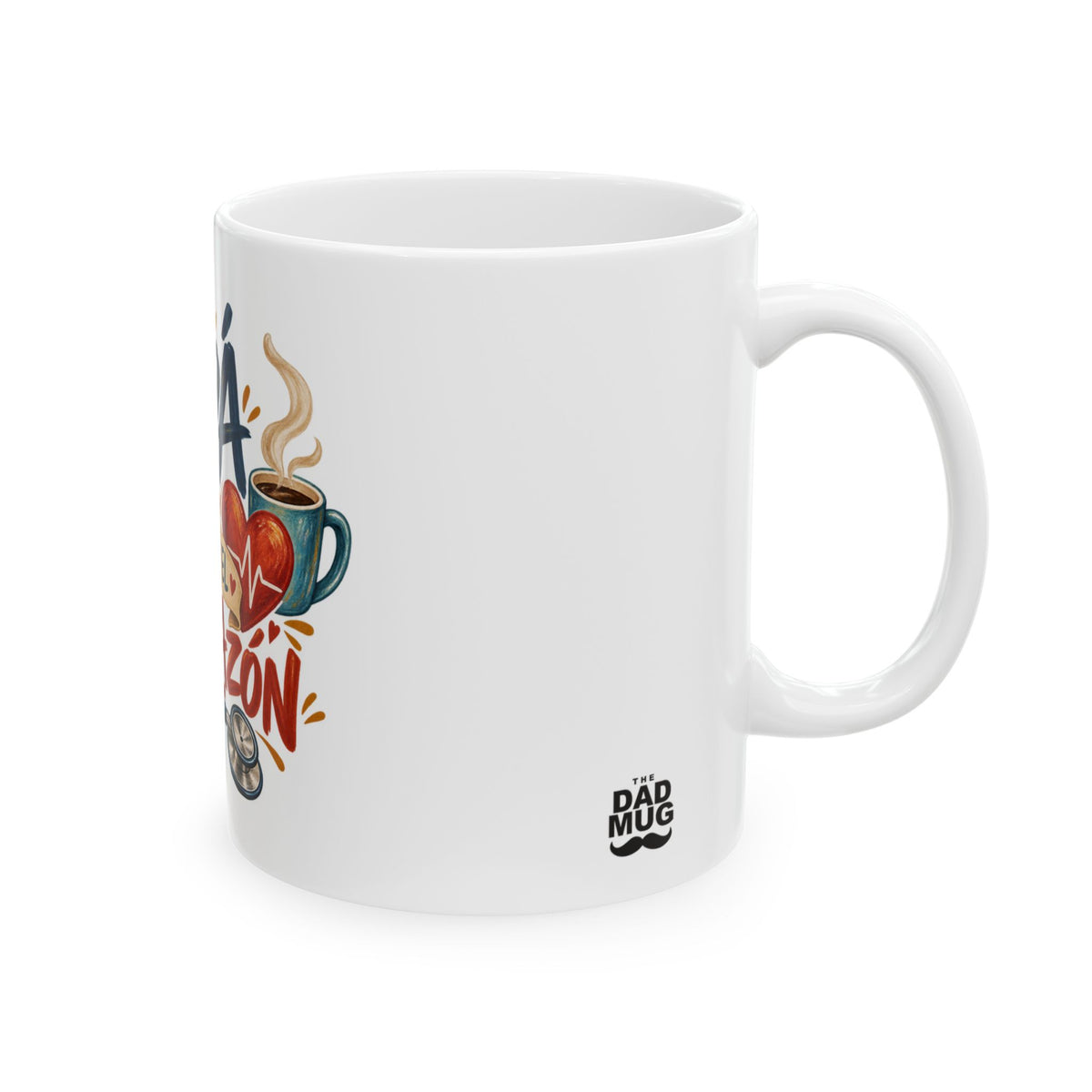 Papá cuida con el corazón — Taza para papá enfermero | Cerámica blanca 11oz