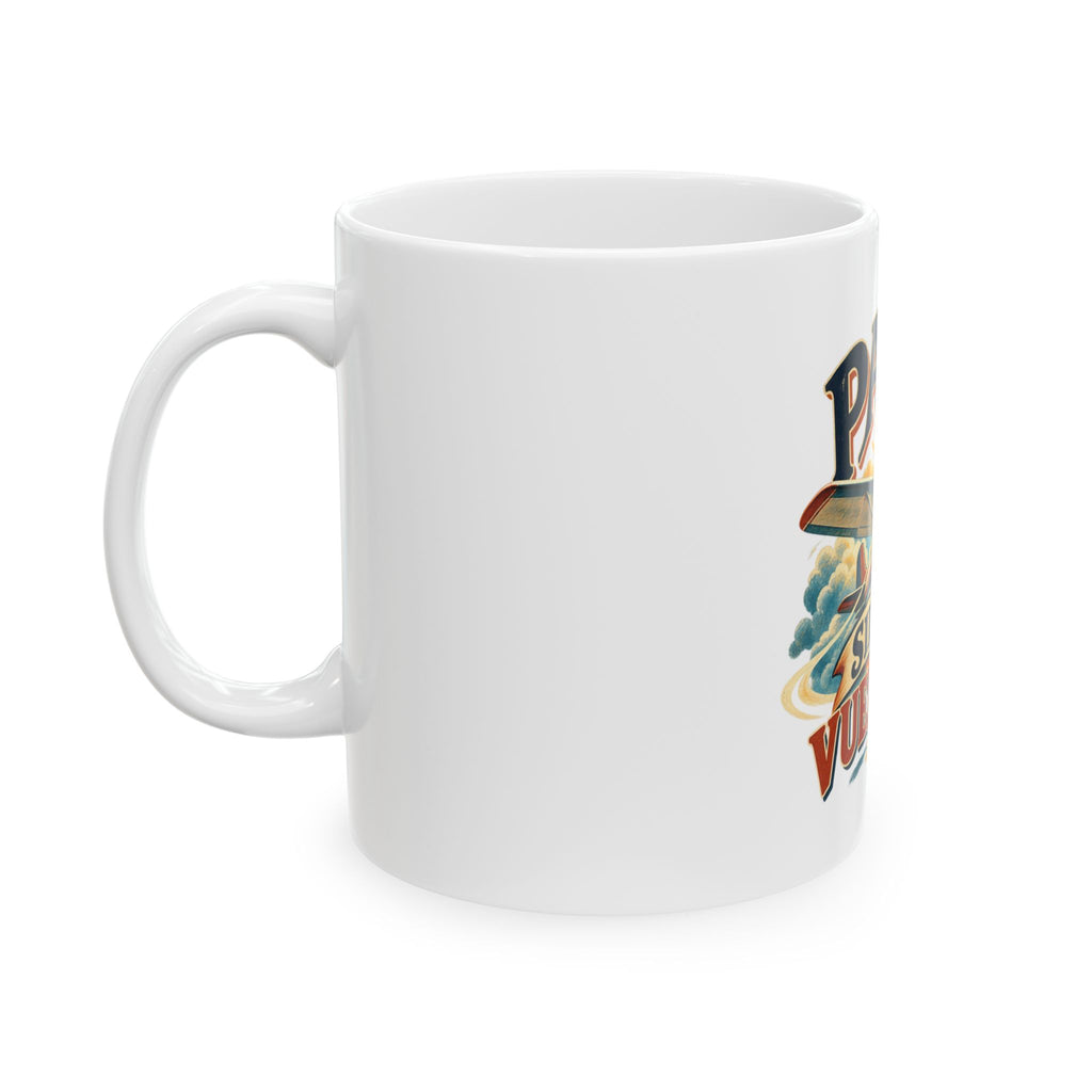 Papá siempre vuela alto — Taza para papá piloto | Cerámica blanca 11oz