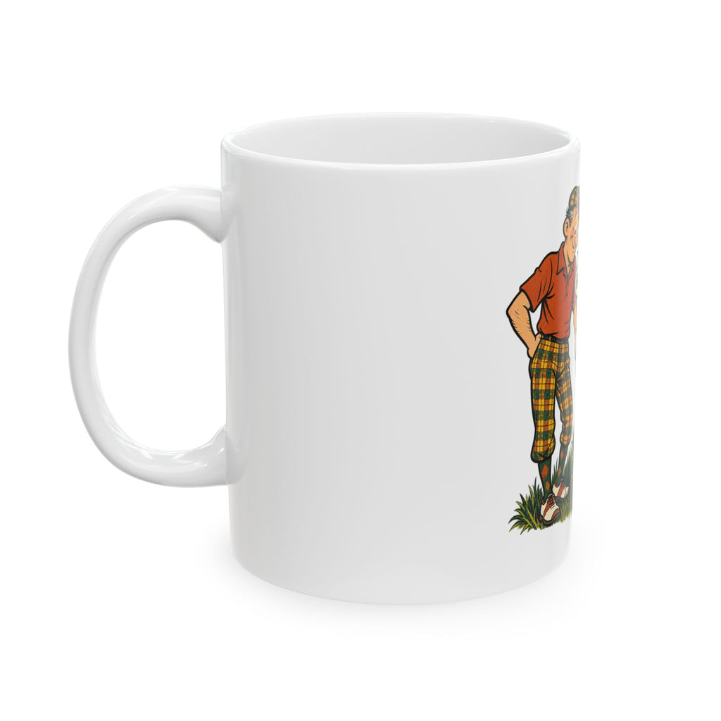 Rough Day At The Office — Vintage Comic Golf Dad Mug | White Ceramic 11oz