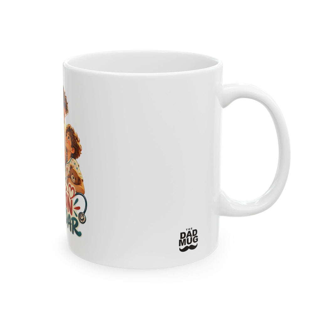 Papá tiene vocación de cuidar — Taza para papá médico | Cerámica blanca 11oz