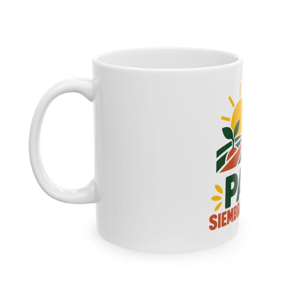 Papá siembra el futuro — Taza para papá agricultor | Cerámica blanca 11oz