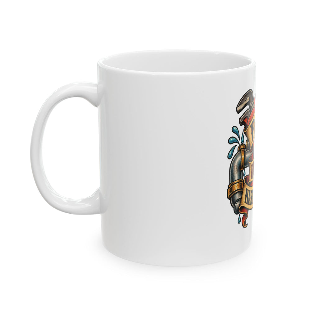 Papá resuelve hasta las fugas — Taza para papá plomero | Cerámica blanca 11oz