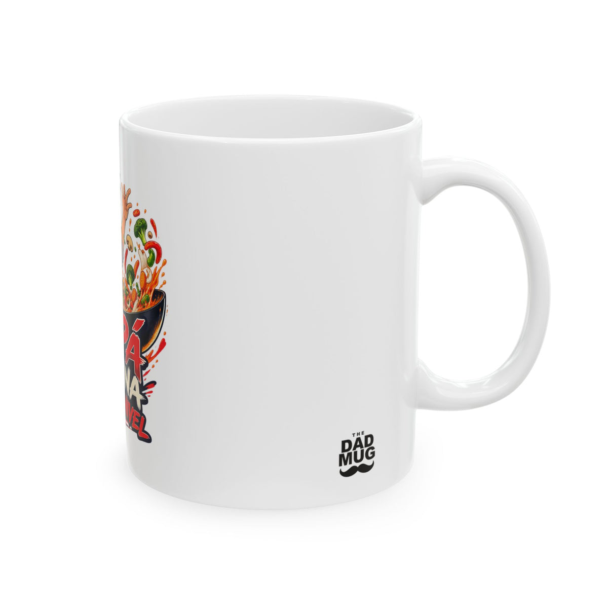 Papá cocina a otro nivel — Taza para papá chef | Cerámica blanca 11oz