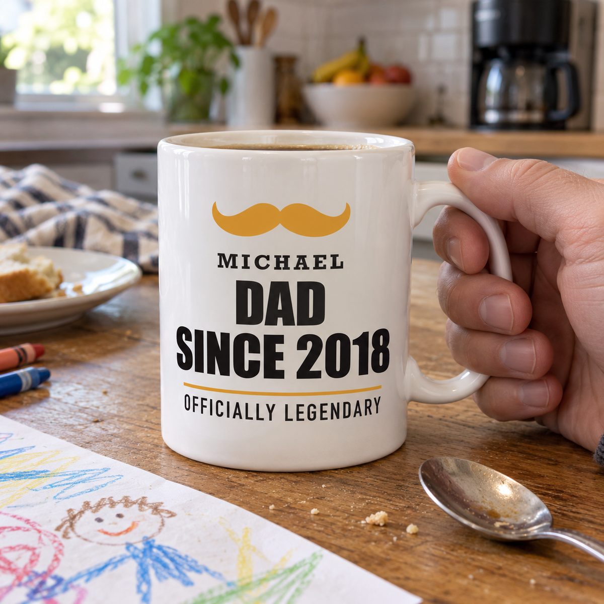 Dad Since — Personalized Name & Year Mug | White Ceramic, 11oz
