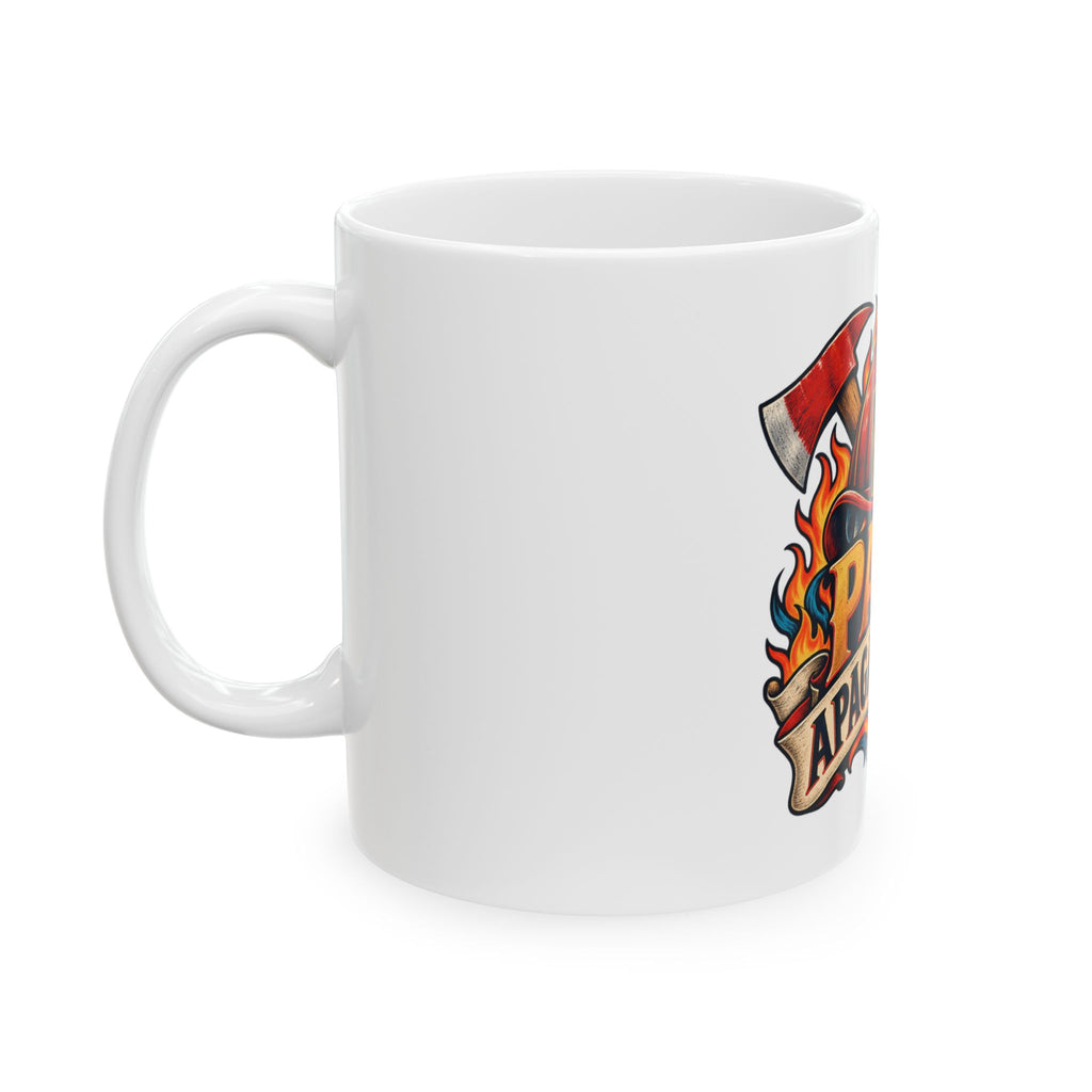 Papá apaga fuegos — Taza para papá bombero | Cerámica blanca 11oz