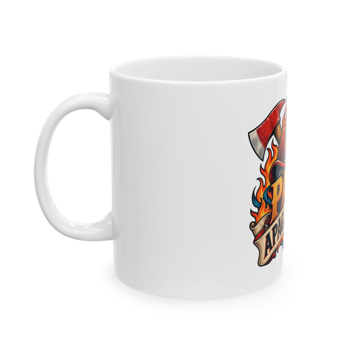 Papá apaga fuegos — Taza para papá bombero | Cerámica blanca 11oz