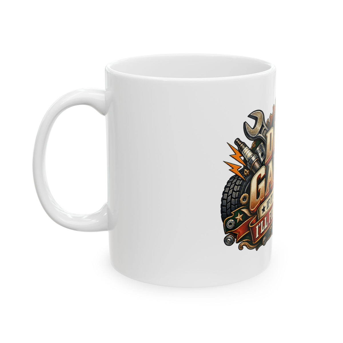 Dad’s Garage — Fix It Anyway Illustrated Mug | White Ceramic 11oz
