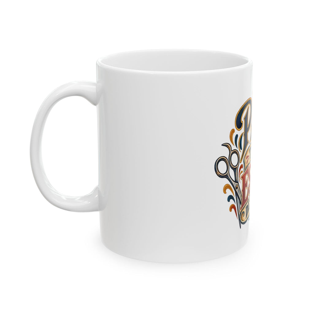 Papá tiene estilo de sobra — Taza para papá barbero | Cerámica blanca 11oz