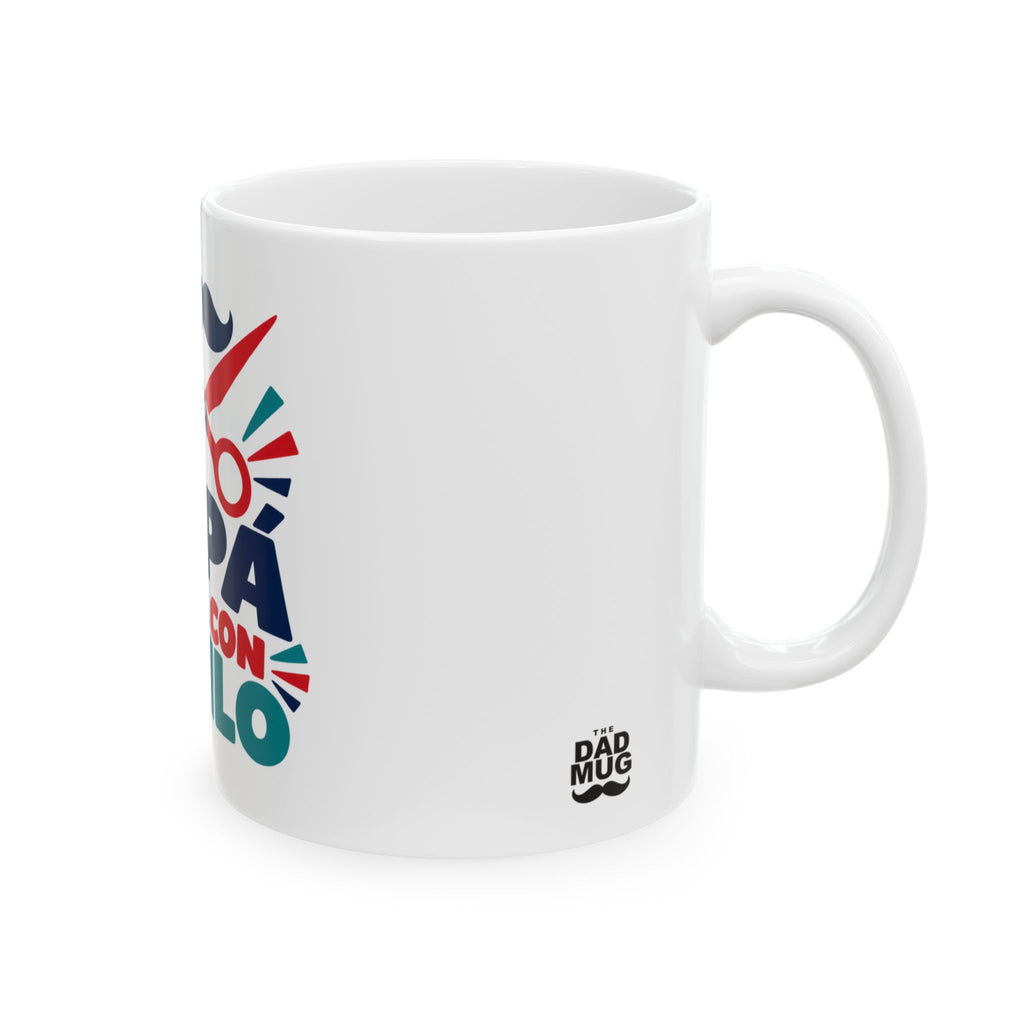 Papá corta con estilo — Taza para papá barbero | Cerámica blanca 11oz