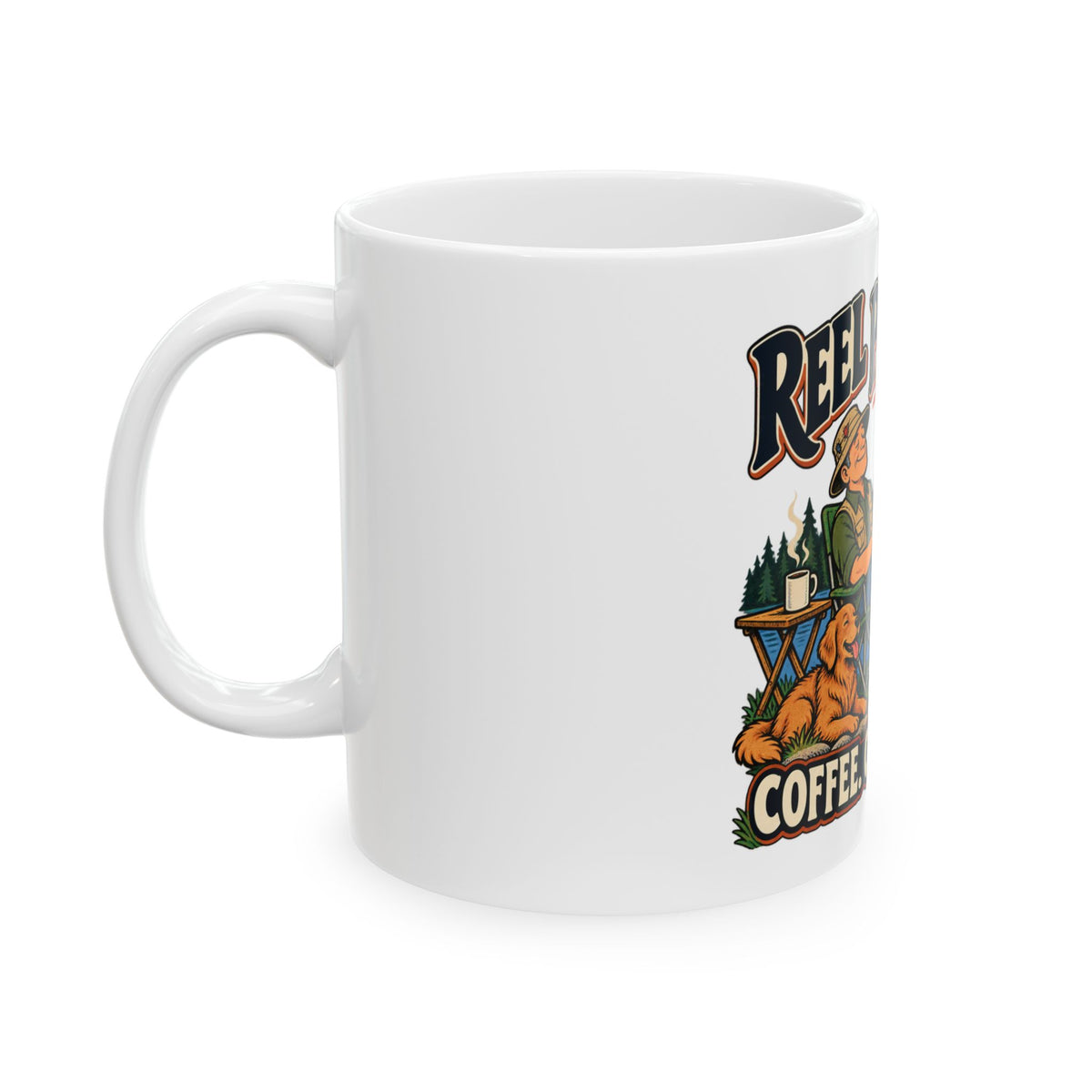 Reel Priorities — Vintage Comic Fishing Dad Mug | White Ceramic 11oz
