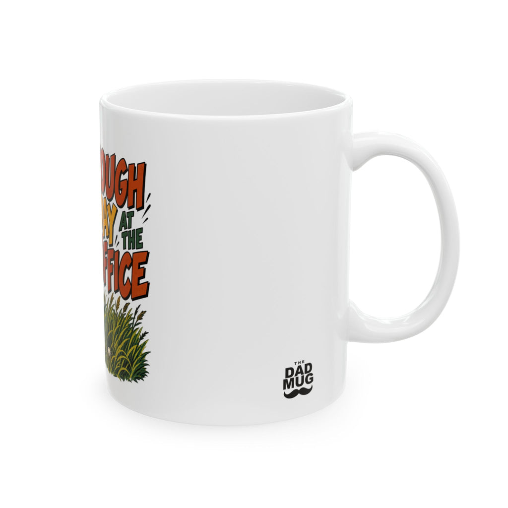 Rough Day At The Office — Vintage Comic Golf Dad Mug | White Ceramic 11oz