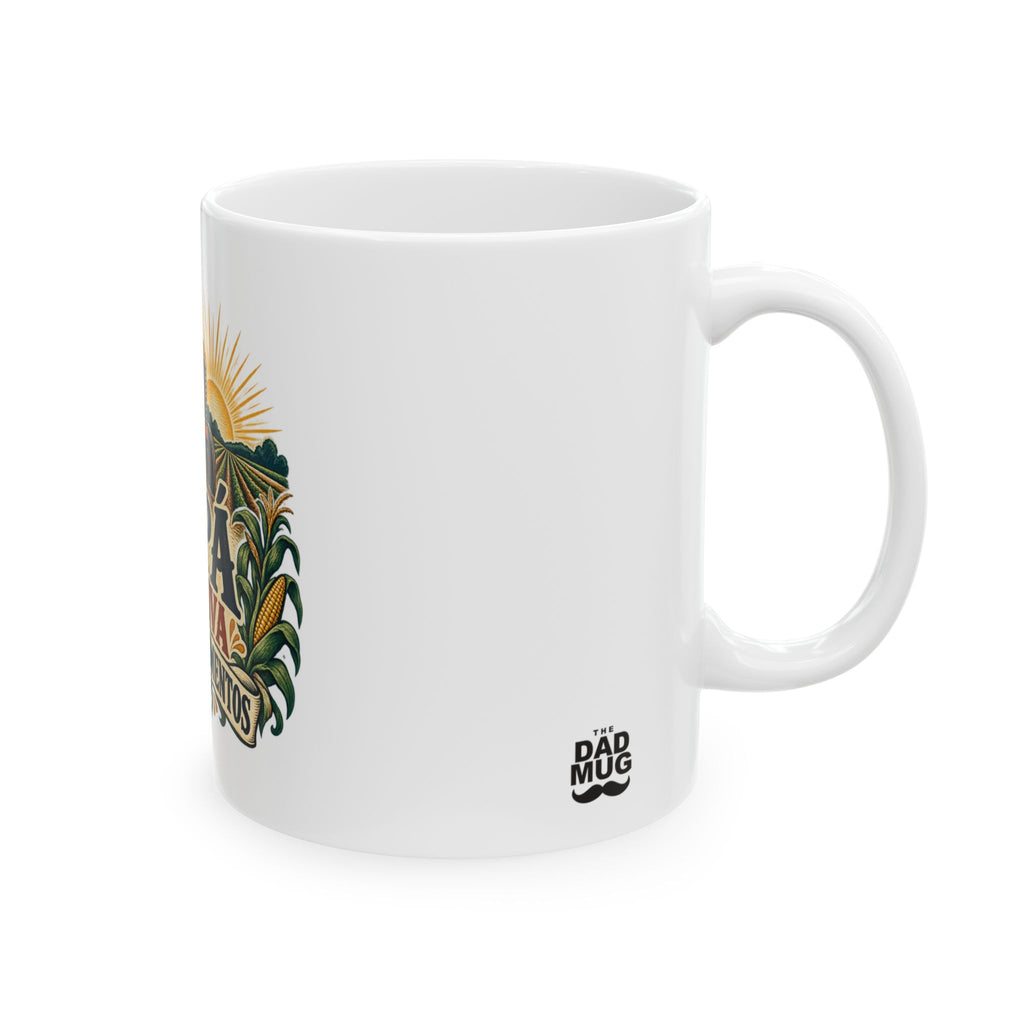 Papá cultiva grandes momentos — Taza para papá agricultor | Cerámica blanca 11oz