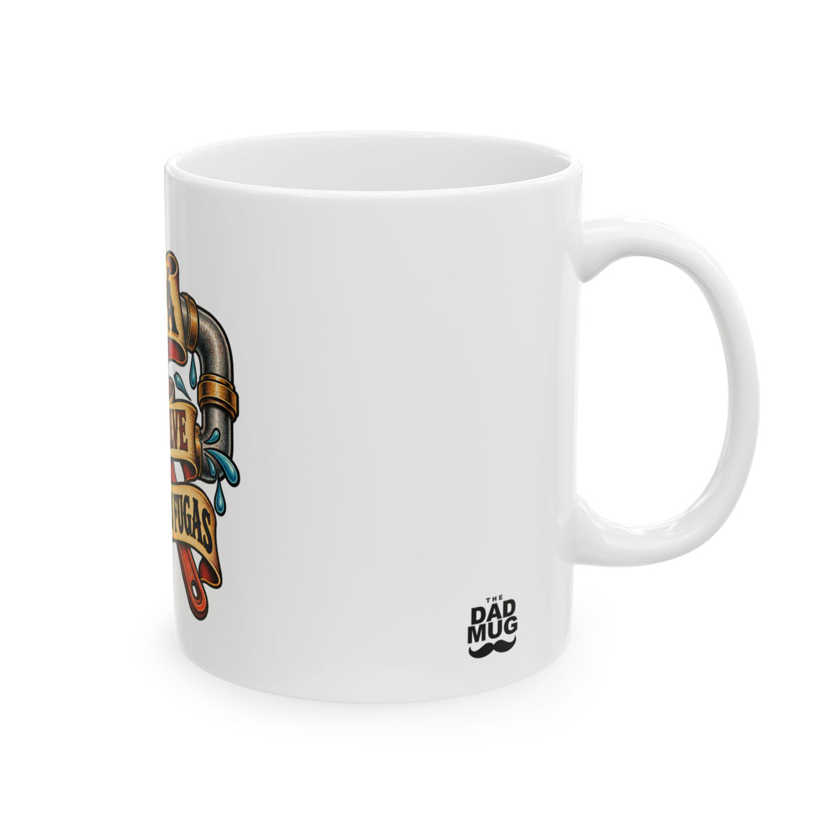 Papá resuelve hasta las fugas — Taza para papá plomero | Cerámica blanca 11oz