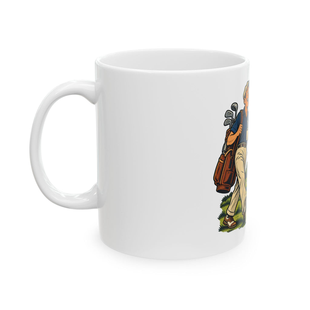 Just One More Round — Vintage Comic Golf Dad Mug | White Ceramic 11oz