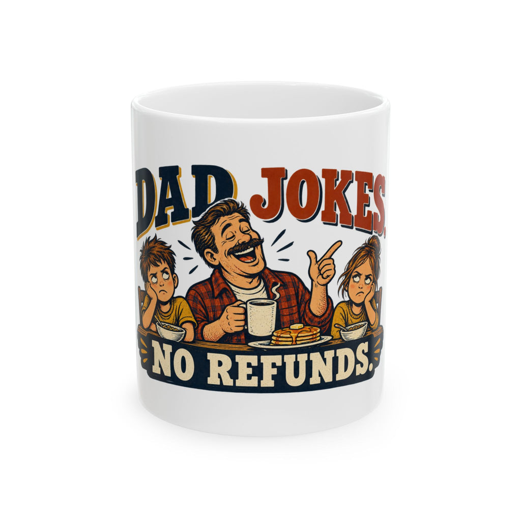 Dad Jokes. No Refunds. — Funny Dad Gift Mug | White Ceramic 11oz