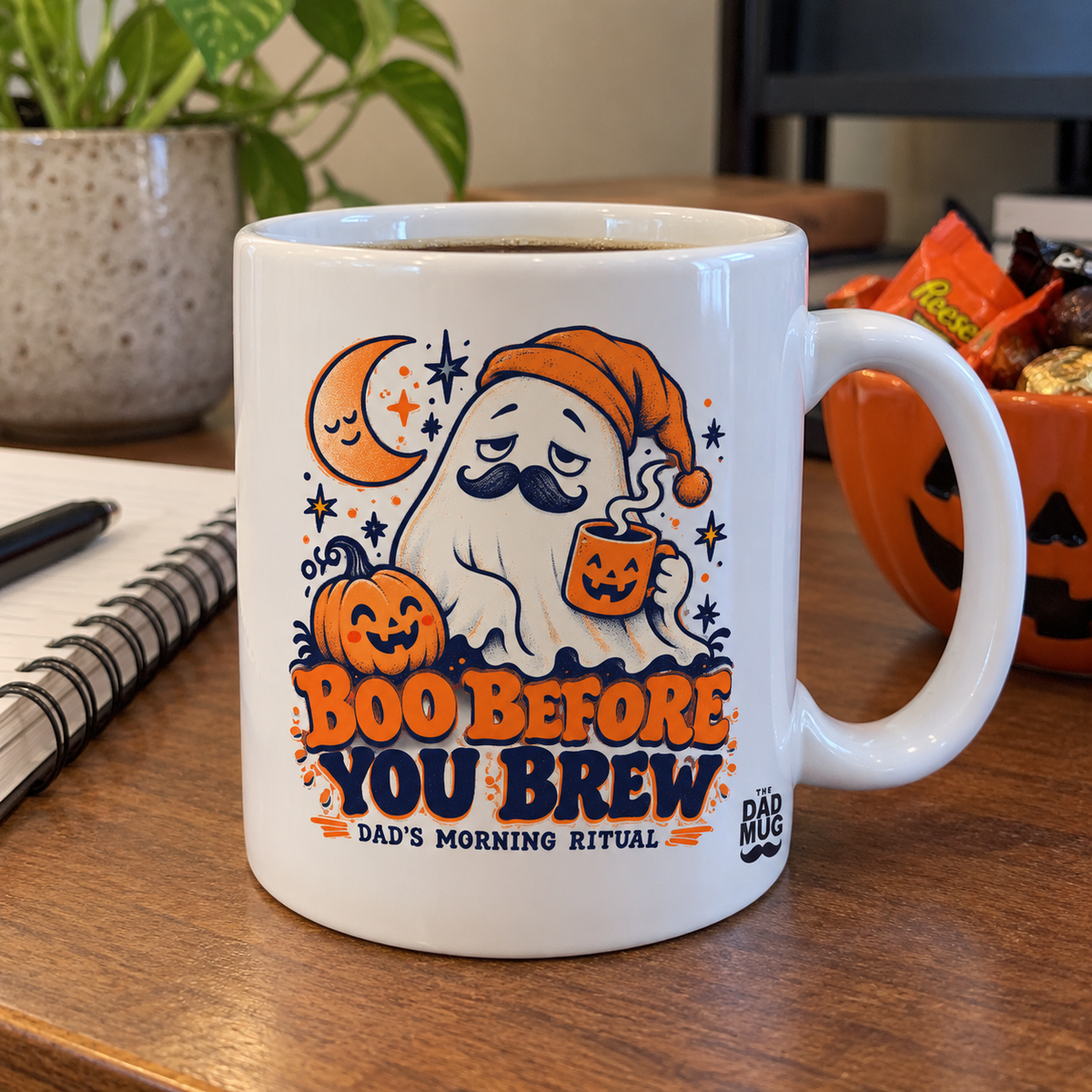 Boo Before You Brew — Halloween Dad Mug | White Ceramic 11oz
