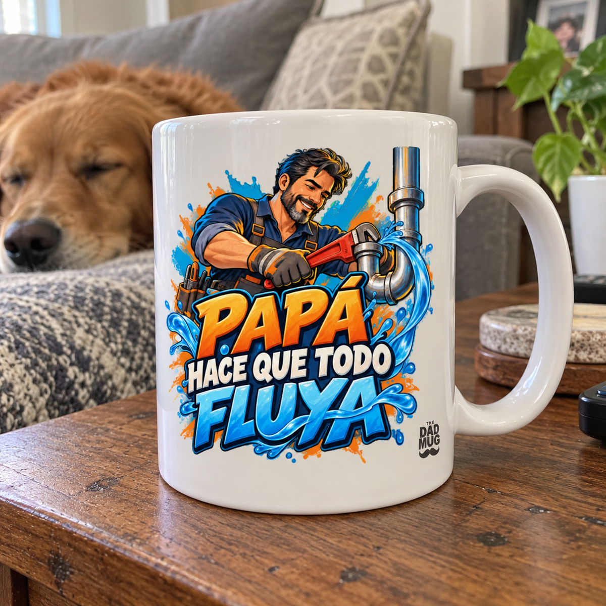 Papá hace que todo fluya — Taza para papá plomero | Cerámica blanca 11oz