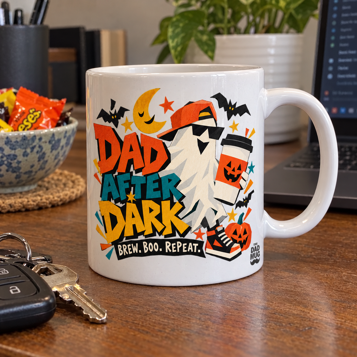 Dad After Dark — Halloween Dad Mug | White Ceramic 11oz