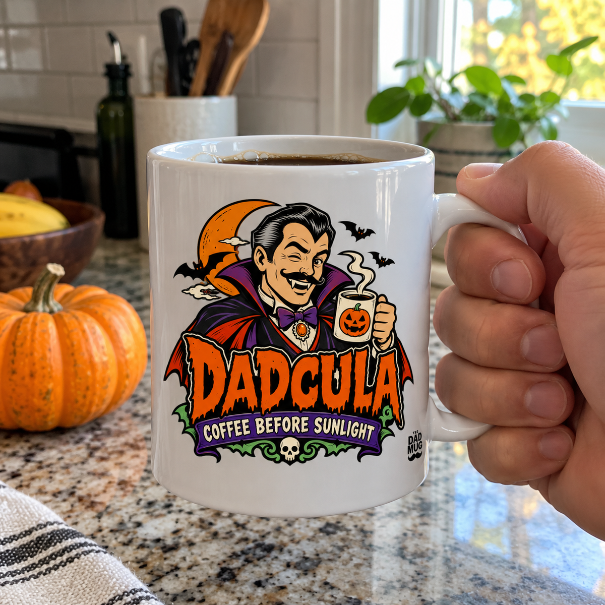Dadcula — Halloween Dad Mug | White Ceramic 11oz