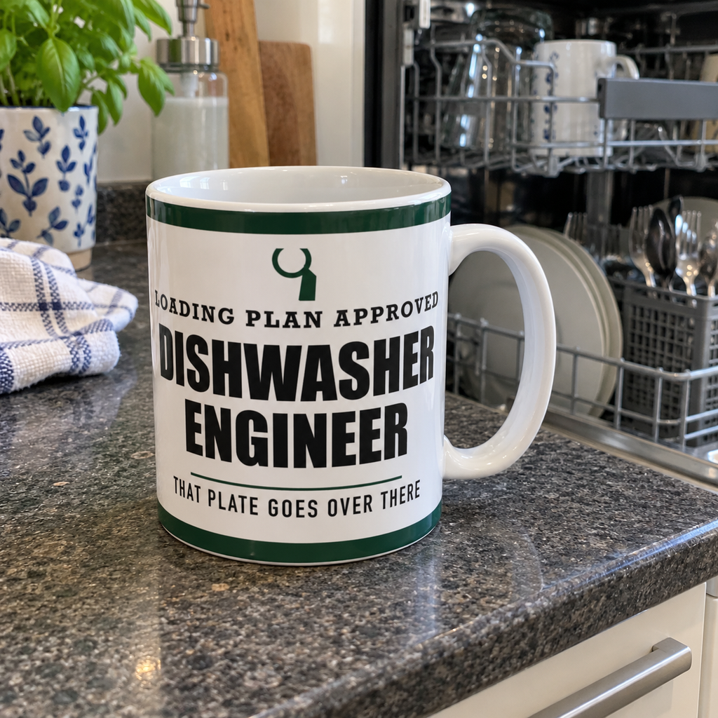 Dishwasher Engineer — Funny Kitchen Gift for Dad | White Ceramic Mug, 11oz and 15oz