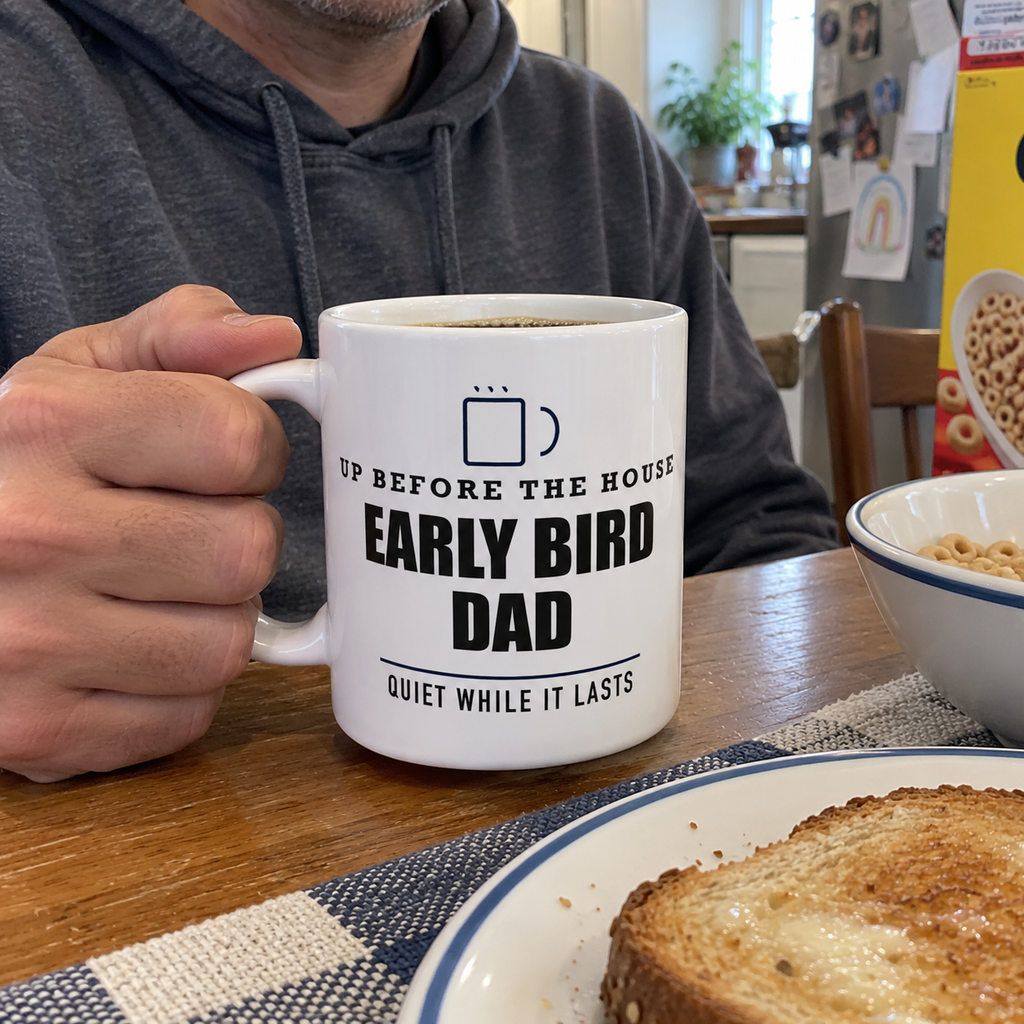 Early Bird Dad — Morning Coffee Gift for Dad | White Ceramic Mug, 11oz and 15oz