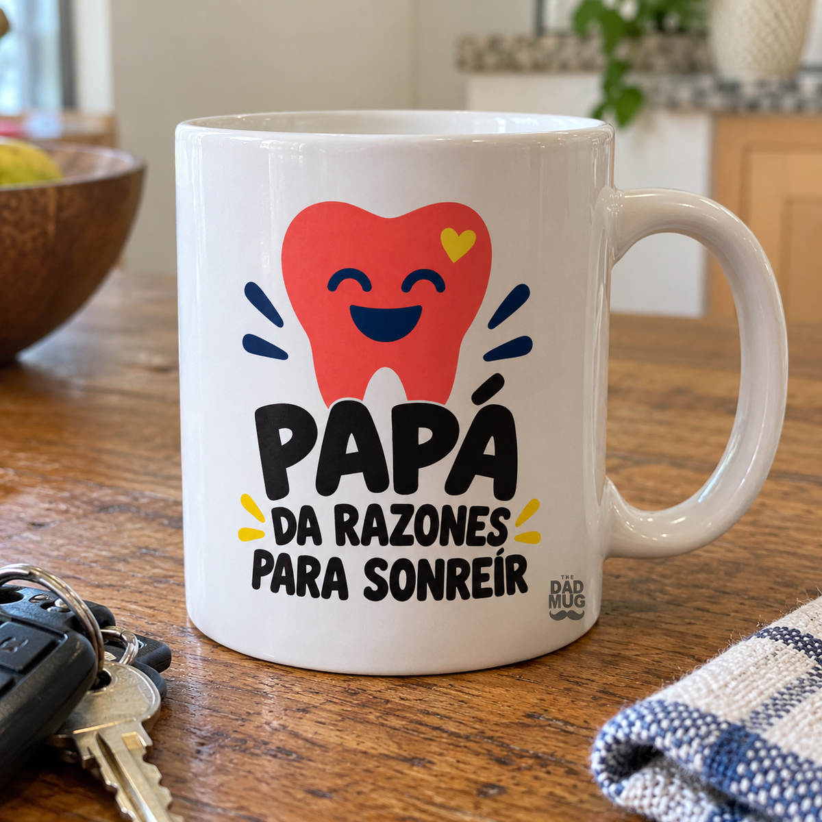 Papá da razones para sonreír — Taza para papá dentista | Cerámica blanca 11oz