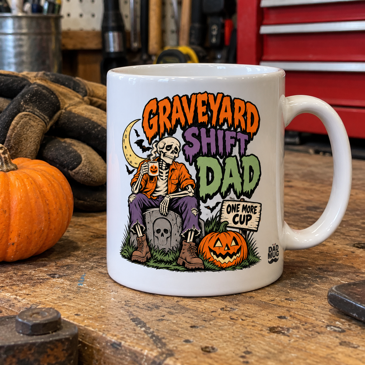 Graveyard Shift Dad — Halloween Dad Mug | White Ceramic 11oz