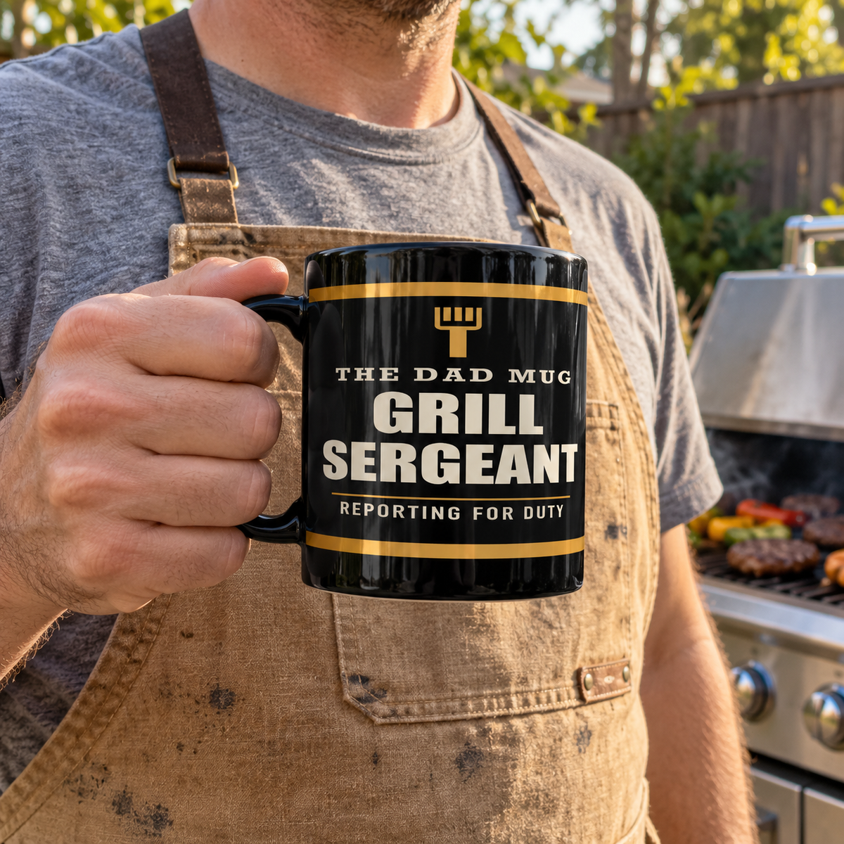 Grill Sergeant — Funny BBQ Gift for Dad | Black Mug, 11oz and 15oz