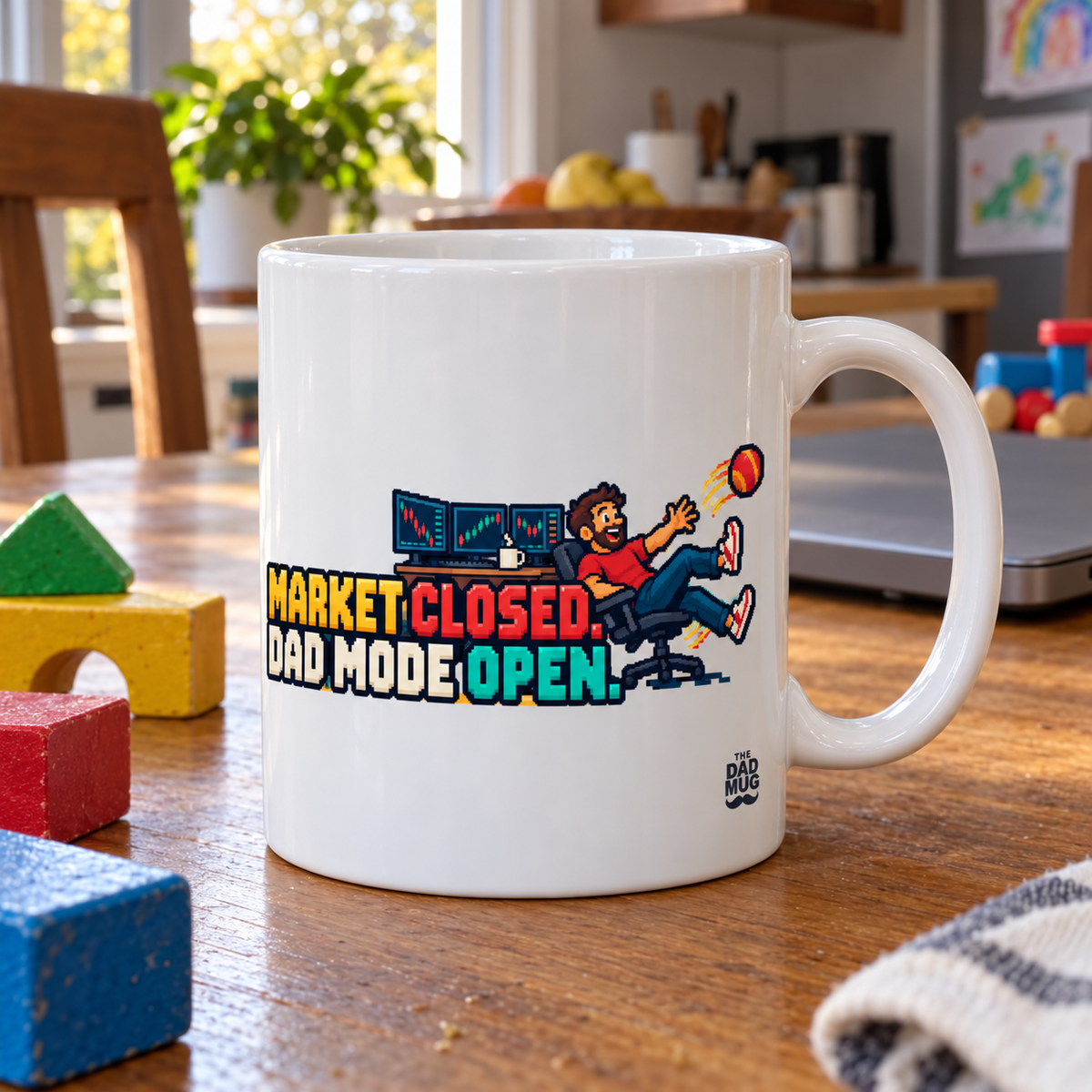 Market Closed. Dad Mode Open. — Funny Day Trader Gift Mug | White Ceramic 11oz