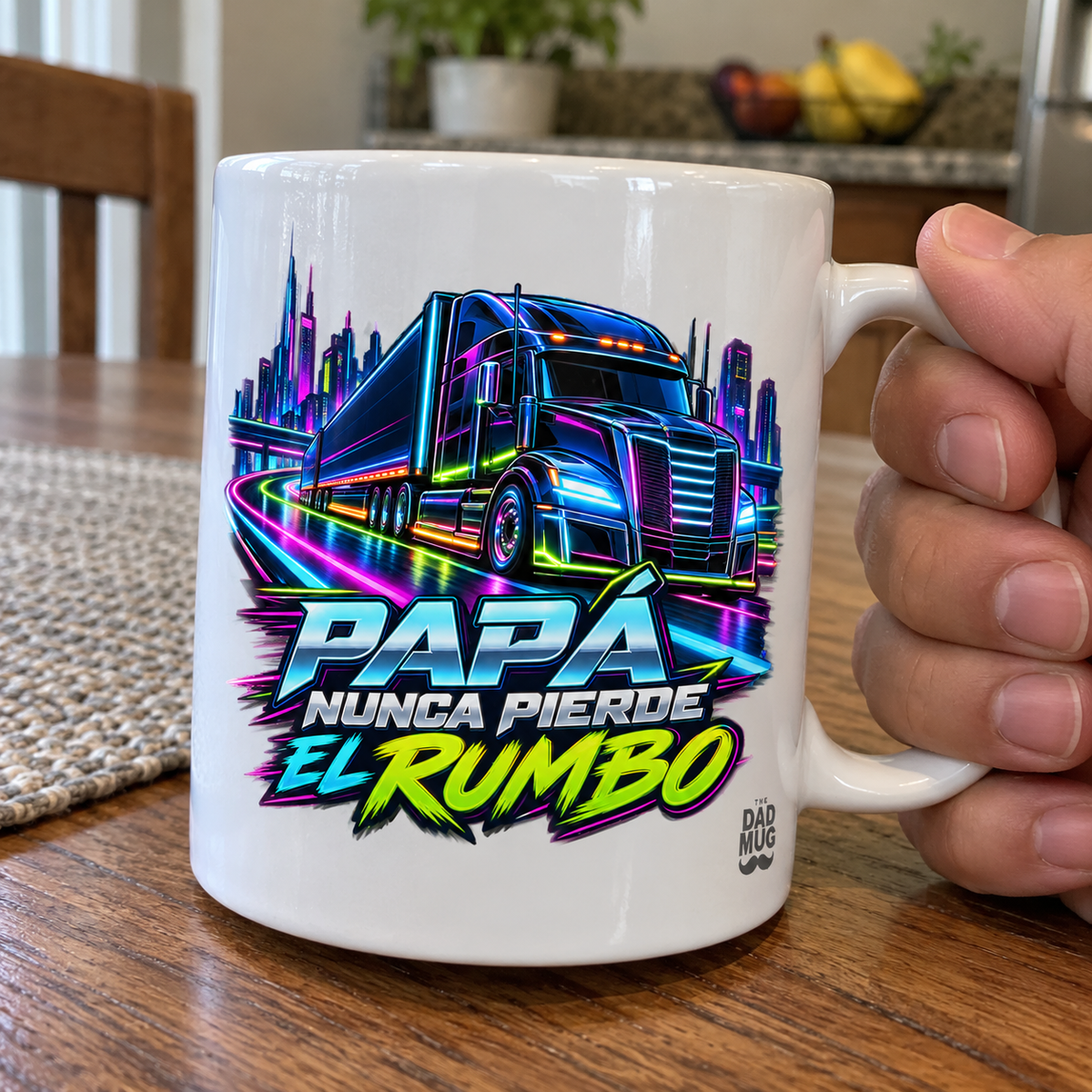 Papá nunca pierde el rumbo — Taza para papá camionero | Cerámica blanca 11oz