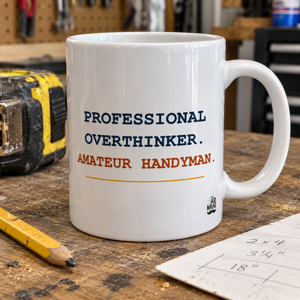 Professional Overthinker. Amateur Handyman. — Funny Dad Gift Mug | White Ceramic 11oz