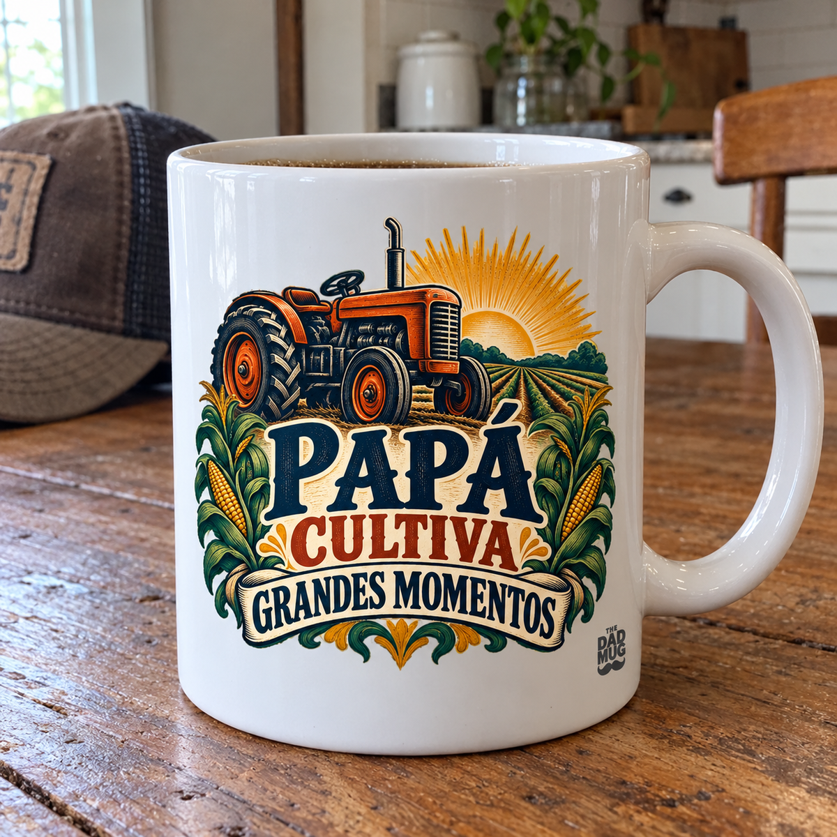 Papá cultiva grandes momentos — Taza para papá agricultor | Cerámica blanca 11oz