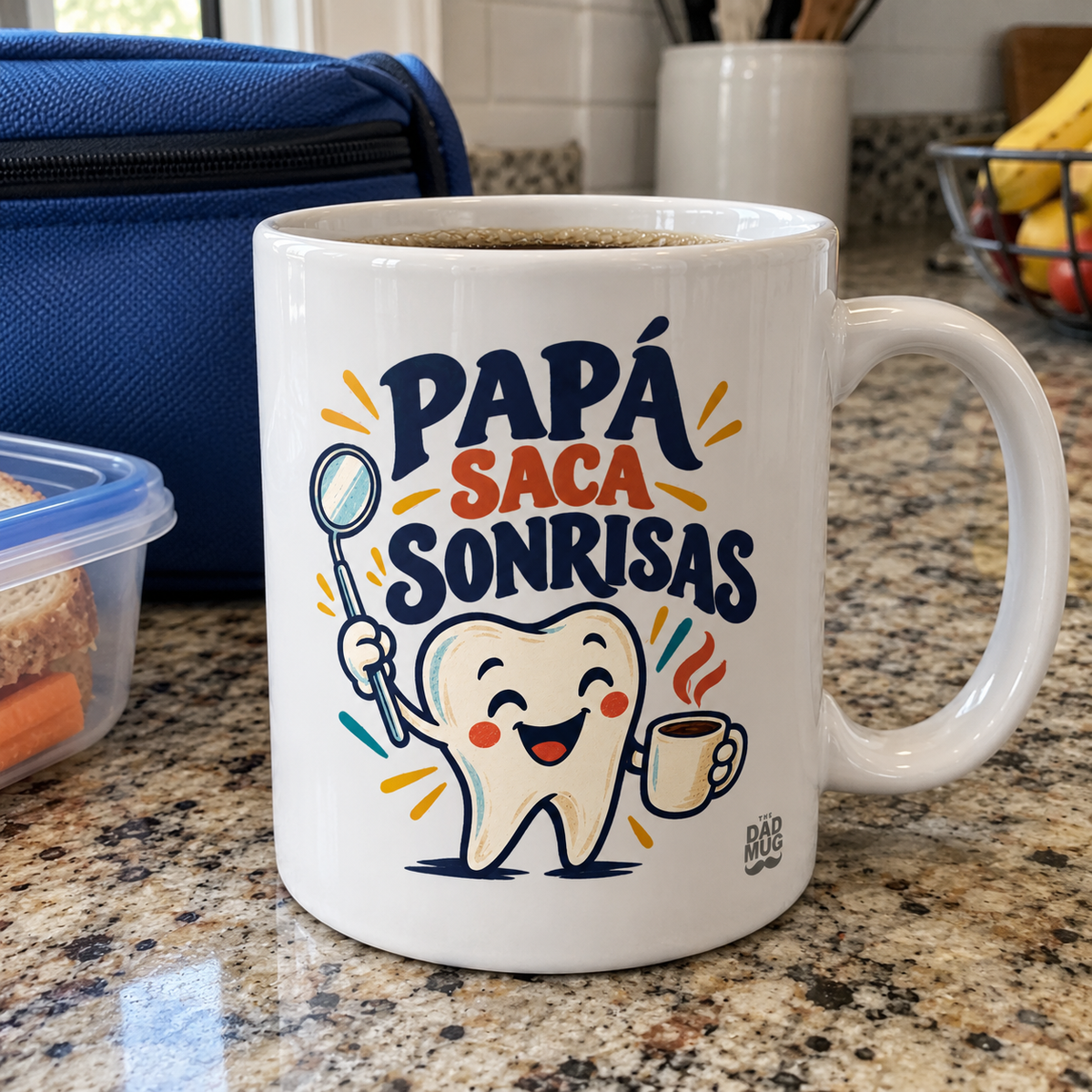 Papá saca sonrisas — Taza para papá dentista | Cerámica blanca 11oz