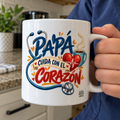 Papá cuida con el corazón — Taza para papá enfermero | Cerámica blanca 11oz