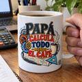 Papá calcula todo menos el café — Taza para papá ingeniero | Cerámica blanca 11oz