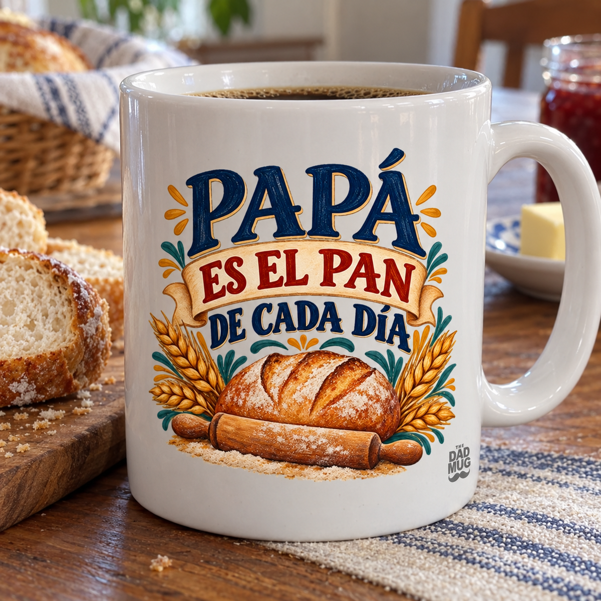 Papá es el pan de cada día — Taza para papá panadero | Cerámica blanca 11oz