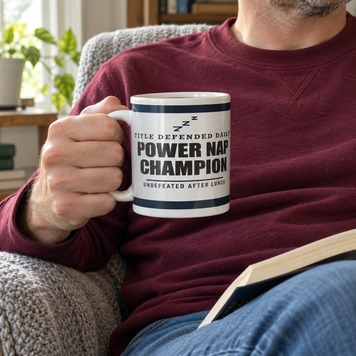 Power Nap Champion — Funny Dad Mug | White Ceramic Mug, 11oz and 15oz