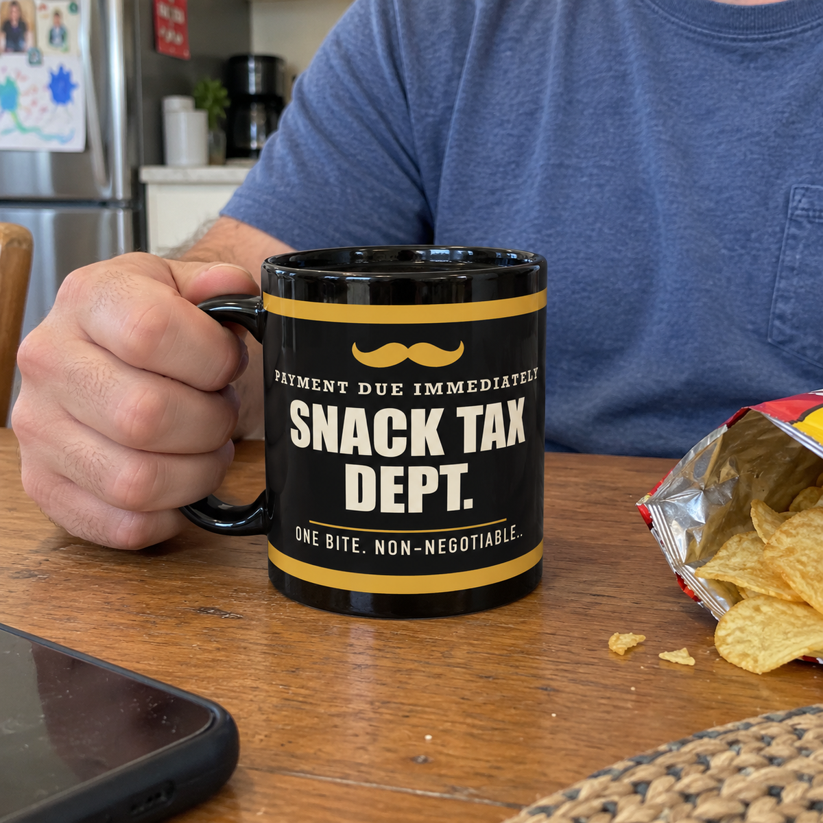 Snack Tax Dept. — Funny Snack Gift for Dad | Black Mug, 11oz and 15oz