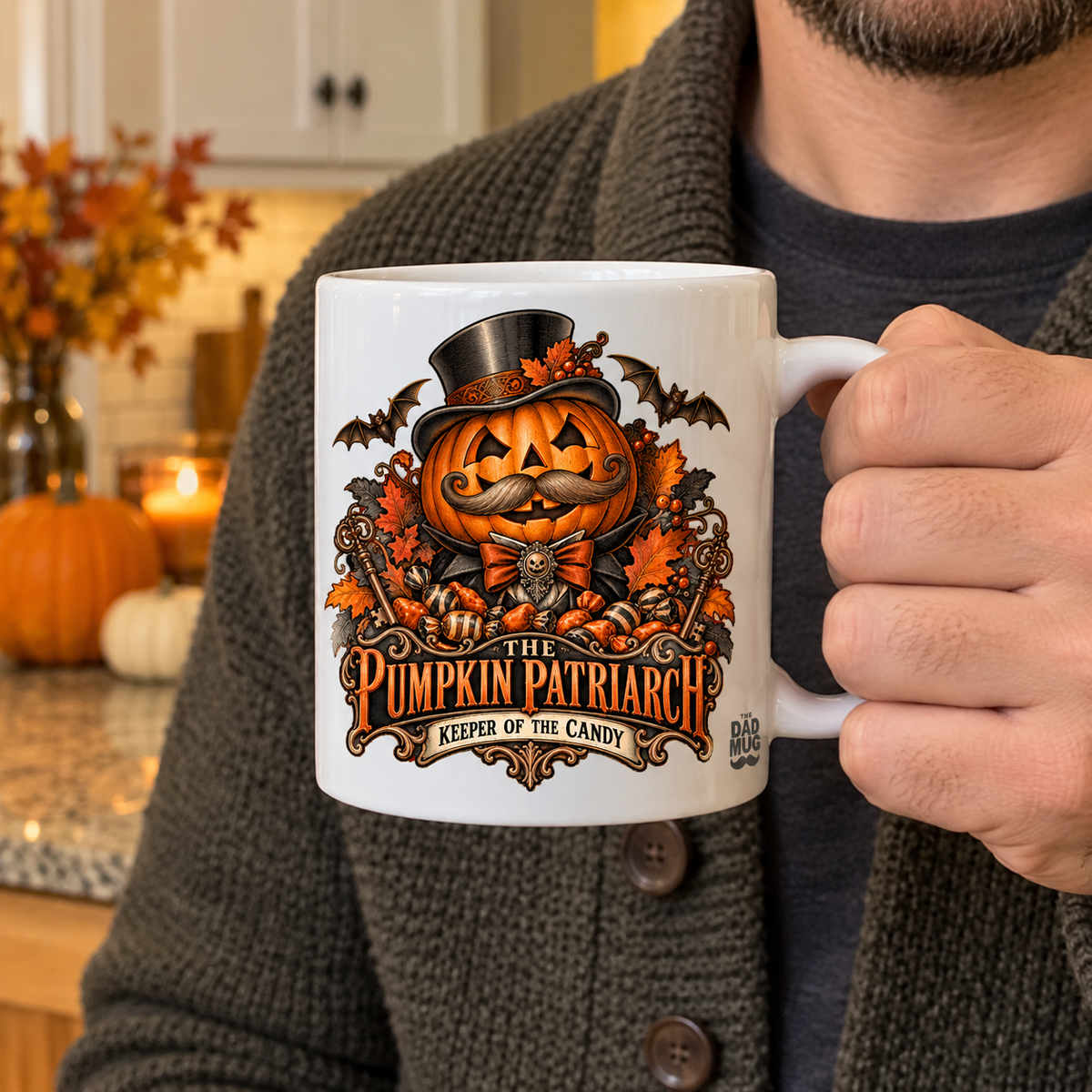 The Pumpkin Patriarch — Halloween Dad Mug | White Ceramic 11oz
