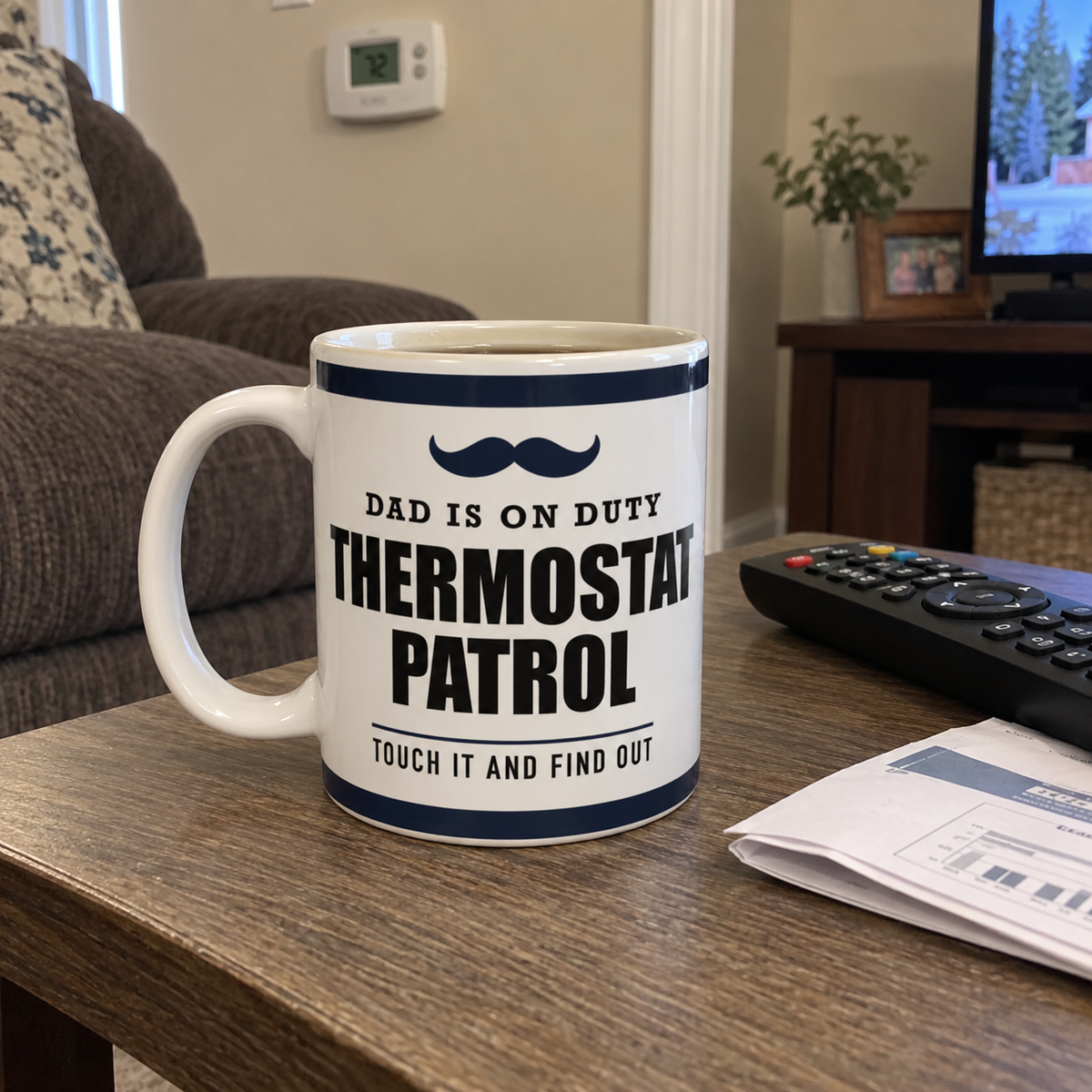 Thermostat Patrol — Funny Thermostat Gift for Dad | White Ceramic Mug, 11oz and 15oz